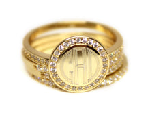 Heirloom Hourglass jewelry Gold with CZ Stackable Ring - Plain or Monogram Engraved