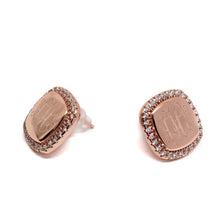 Heirloom Hourglass jewelry Rose Gold and CZ Earrings - Plain or Monogram Engraved
