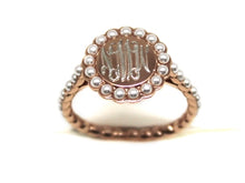 Heirloom Hourglass jewelry Rose Gold and Pearl Ring - Plain or Monogram Engraved