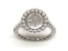 Heirloom Hourglass jewelry Silver and Pearl Ring - Plain or Monogram Engraved