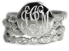 Heirloom Hourglass jewelry Sterling Silver Stackable CZ Ring - Plain or Monogram Engraved