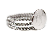 Heirloom Hourglass jewelry Sterling Silver Stackable Rope Ring - Plain or Monogram Engraved