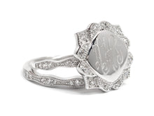 Heirloom Hourglass jewelry Sterling Silver with CZ Ring - Plain or Monogram Engraved