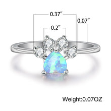 Heirloom Hourglass Rings Blue Opal, White Opal, or Multi Stone Paw Heart Ring