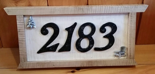 Heirloom Hourglass sign Custom Handcrafted Home Numbers Sign in Curly Maple