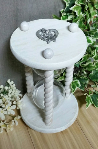 Heirloom Hourglass Unity Sand Ceremony Hourglass The Vintage Wedding Unity Sand Ceremony Hourglass in Shabby Chic Vintage White by Heirloom Hourglass