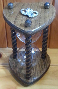 Heirloom Hourglass Unity Sand Ceremony Hourglass Wedding Hourglass - Heart Shaped in Dark Stained Oak