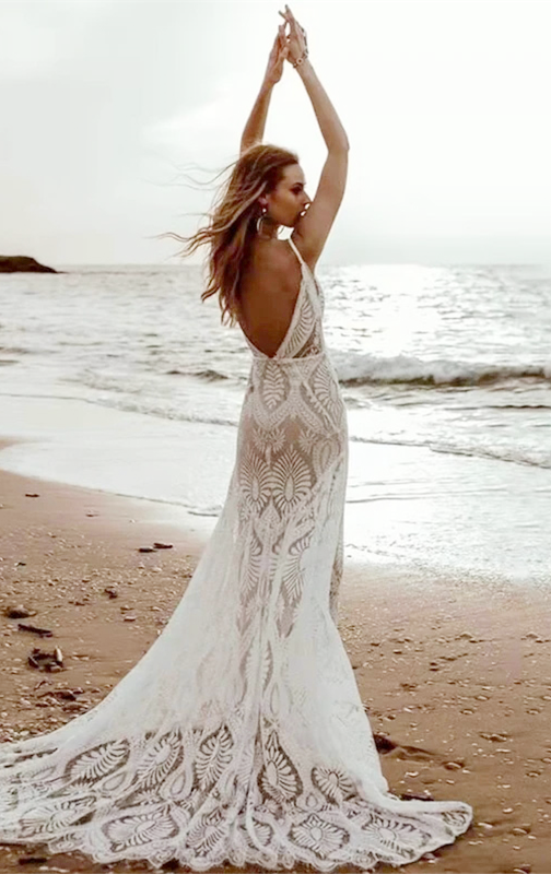 Boho Lace Beach Wedding Dress Heirloom Hourglass Boho Lace Beach Wedding Dress Heirloom Hourglass