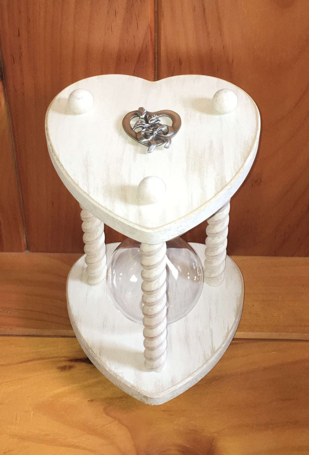 Vintage Ivory Heart Wedding Hourglass