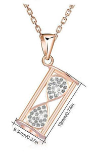 Rhinestone Silver Hourglass Pendant Necklace