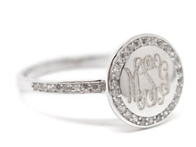 CZ and Sterling Silver Ring - Plain or Monogram Engraved