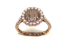 Rose Gold and Pearl Ring - Plain or Monogram Engraved