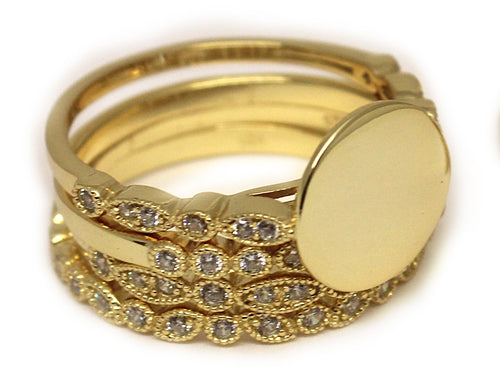 Gold Stackable Ring - Plain or Monogram Engraved
