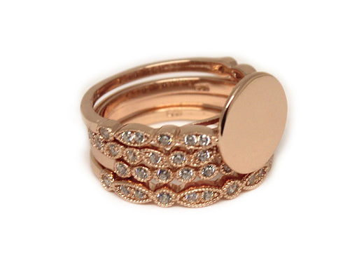 Rose Gold Stackable Ring - Plain or Monogram Engraved