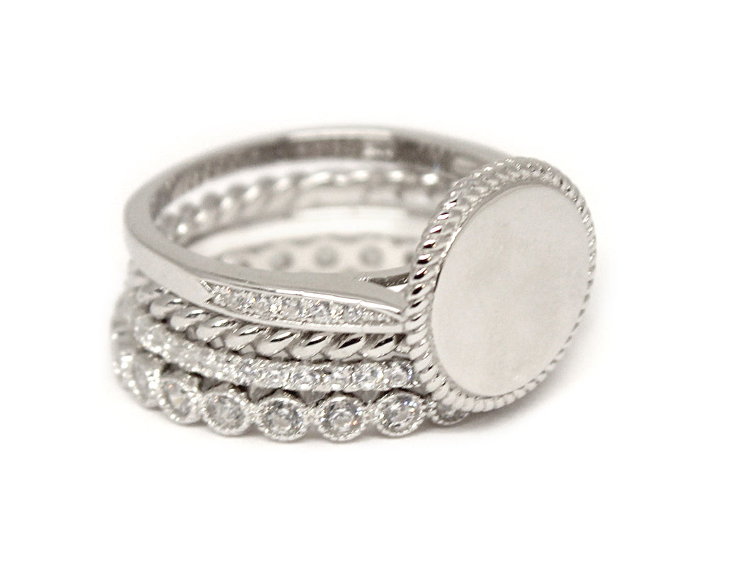 Sterling Silver Stackable Ring - Plain or Monogram Engraved