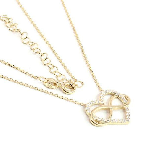Sterling Silver Infinity Heart Necklace in Gold Finish